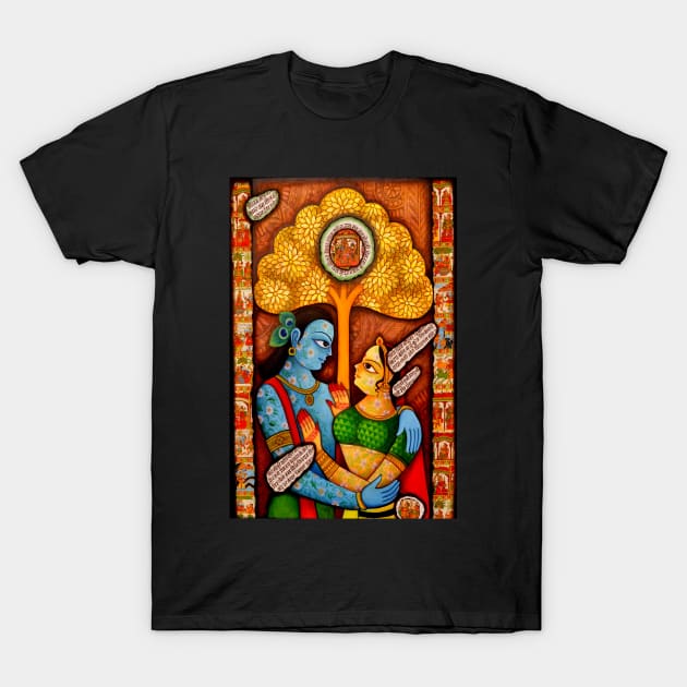 Radhe krishna couple hugg, cute love design for couples, folk painting T-Shirt by gopalpjoshi